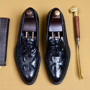 Alligator Pattern Genuine Leather Men's Formal Dress Shoes
