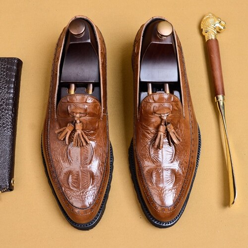 Alligator Pattern Genuine Leather Men's Formal Dress Shoes