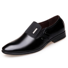 Load image into Gallery viewer, Black men leather shoes mens pointed toe dress shoes