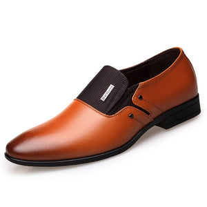Black men leather shoes mens pointed toe dress shoes